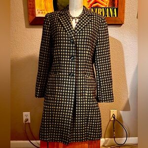 Trench coat, black & beige design, excellent condition